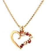 Pretty 14K YG Ruby & Diamond Heart on Necklace