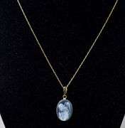 Amazing 14K Yellow Gold Angel Cameo Pendant Necklace