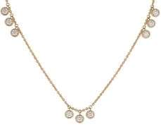 New 1.03ctw Round Diamond Bezel Set Triple Drop Station Necklace in 14K