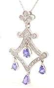 14kt White gold 1.60ctw Tanzanite and diamond accent dangle pendant on chain