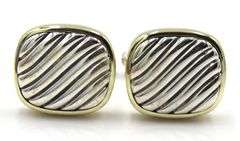 David Yurman cable classic 2 tone cushion cuff links and studs set