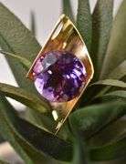 Dramatic 14K Yellow Gold Amethyst Pendant