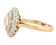 Vintage 1.37ctw Oval and Round Diamond Double Frame Two Tone Engagement Ring in 18K