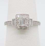 Baguette & Round Diamond Ring in White Gold