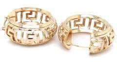 14kt Yellow gold Greek key hoop earrings