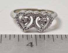 Loving 10K White Gold Diamond Heart Ring