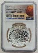 2020 Silver Dollar Basketball Hall Of Fame, NGC PF 70 Ultra Cameo