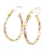 14kt Two tone gold twisted hoop earrings