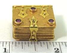 Incredible 18K Yellow Gold & Ruby Book-Like Fob/Locket