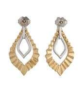 New 0.31ctw Diamond Marquise Shaped Two Tone Drop Earrings in 14K