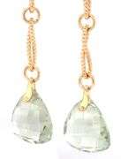 14kt Yellow gold Triangular checkerboard prasiolite dangle earrings