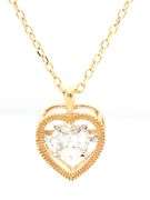 14kt Yellow gold 0.65ctw marquise and princess cut dancing diamond heart shaped pendant on chain