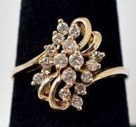 Sparkling 14K Yellow Gold Diamond Cluster Ring