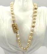 Baroque pearl and diamond graduated necklace