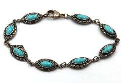 925 Vintage Sterling Silver Turquoise and multi Stone Bracelet Lot