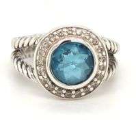 David Yurman Carise blue topaz ring