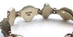 925 Vintage Sajen Sterling Silver Carved Buddha Head Bracelet