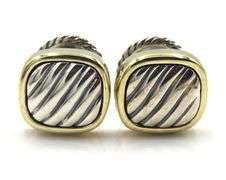 David Yurman cable classic 2 tone cushion cuff links and studs set