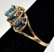 Eye- Catching 10K Yellow Gold Blue Topaz Gemstone Ring