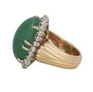 Oval Jade and 1.00ctw Diamond Frame Cocktail Ring in 14K