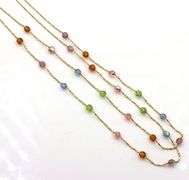 14kt Yellow gold double row multi stone necklace