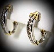 Lovely 14K White Gold Channel Set Diamond Earrings