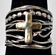 Ross Simons Sterling Silver Cross Cuff Bracelet and Ring Set