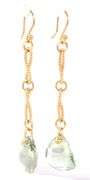 14kt Yellow gold Triangular checkerboard prasiolite dangle earrings