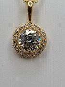 1.42ctw F, VVS1 lab grown diamond with 18" 14k gold pendent