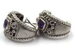 Judith Ripka 925 Silver Silver Amerthyst , Moonstone Earrings