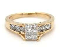 14kt Yellow gold 1ctw Invisible set diamond ring