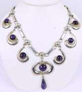 C. 1930's Mexico Sterling & Amethyst's Neckpiece