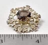 Ortak Scotland Sterling Silver Smokey Quartz Gemstone Brooch