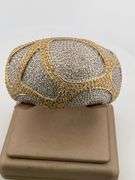 CERTIFIED 18K WHITE AND YELLOW GOLD DIAMOND BANGLE BRACELET 16.25 C.T.W.