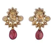 2.50ctw Spinel 0.75ctw Citrine and 0.85ctw Diamond Statement Earrings in 14K