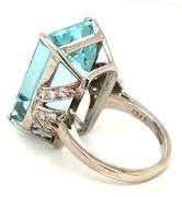 18kt White gold emerald cut aquamarine and diamond ring