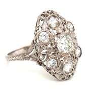 18kt White gold 1.75ctw vintage style diamond ring