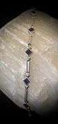 Modern 14K White Gold Sapphire & Diamond Bracelet