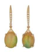 4.50ctw Ethiopian Opal and 0.10ctw Diamond Drop Earrings in 14K