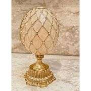 24kt Gold Fabergé Style Jeweled Crown Egg 333 Austrian Crystals