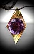 Dramatic 14K Yellow Gold Amethyst Pendant
