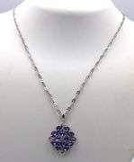 925 Sterling Silver Amethyst Cluster Necklace