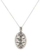 1.25ctw White and Irradiated Teal Diamond Oval Shaped Pendant Necklace in 14K