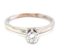 14kt White gold round brilliant cut solitaire diamond engagement ring