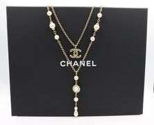 Chanel crystal and pearls coronation CC layered necklace