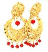 21kt Yellow gold diamond cut dangle earrings