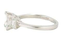 1.65ctw Princess and Emerald Cut Diamond Three Stone Engagement Ring in Platinum