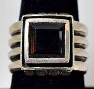Smokey Quartz Gemstone 1/2 inch Wide Band Ring in Sterling Silver