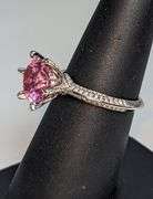 Ladies Sparkling 5 Ct Bright Pink Simulated Lab Diamond  Ring
