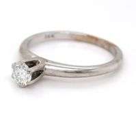 14kt White gold round brilliant cut solitaire diamond engagement ring
